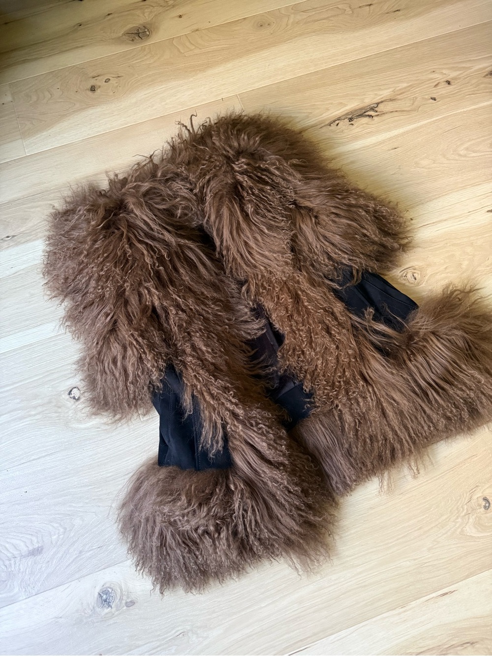 Brown Shearling Fur Trim Vest